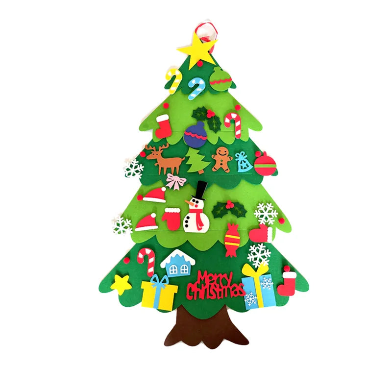 Árvore de Natal de Feltro com Enfeites Auto-colantes
